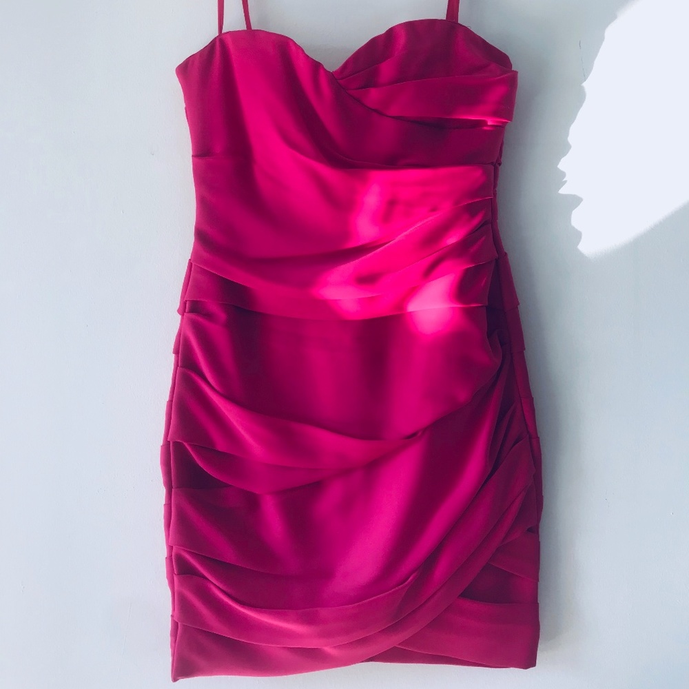 BCBGMAXAZRIA Hot Pink Strapless Mini Dress